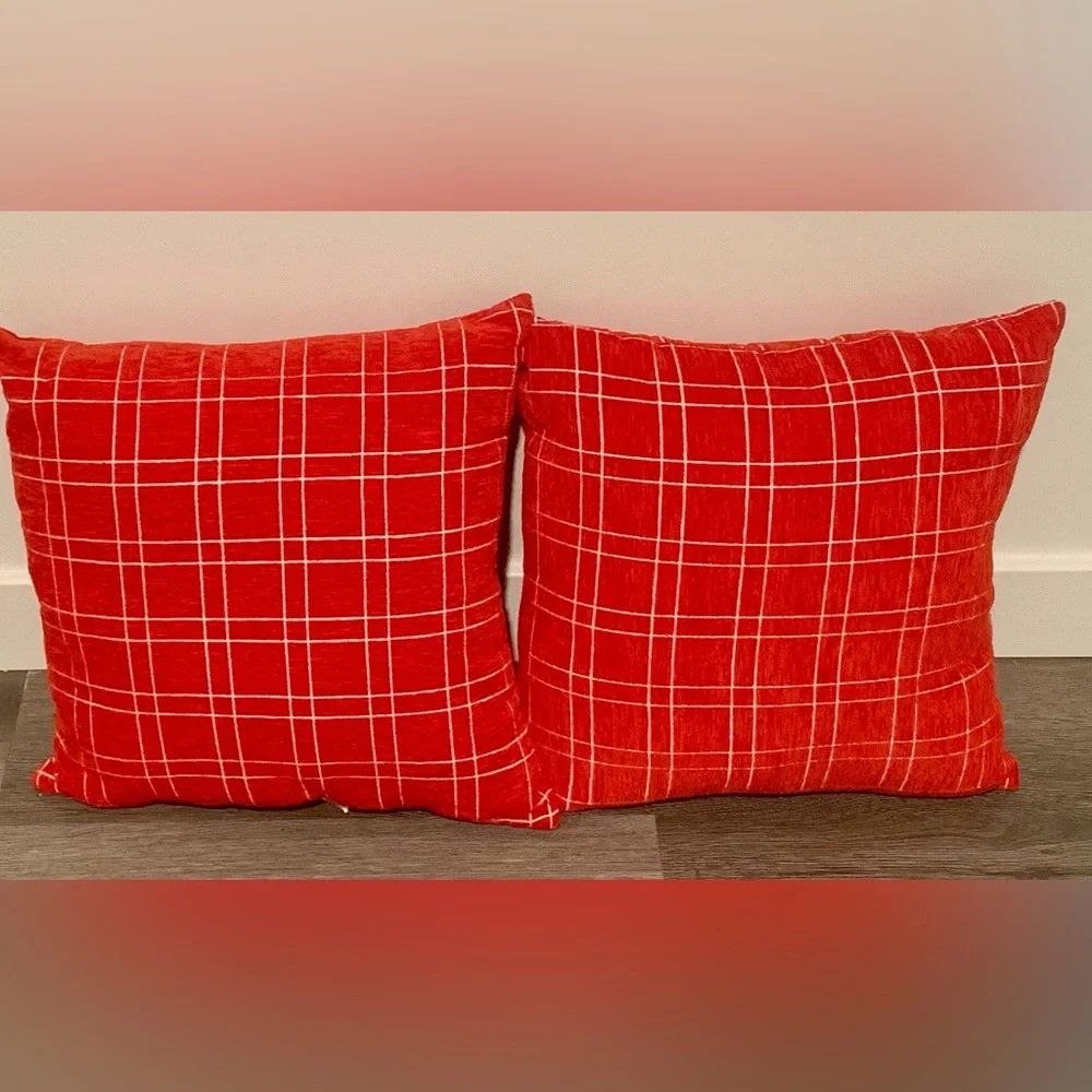 Red Plaid Decorative Throw Pillow Pair - Home Holiday